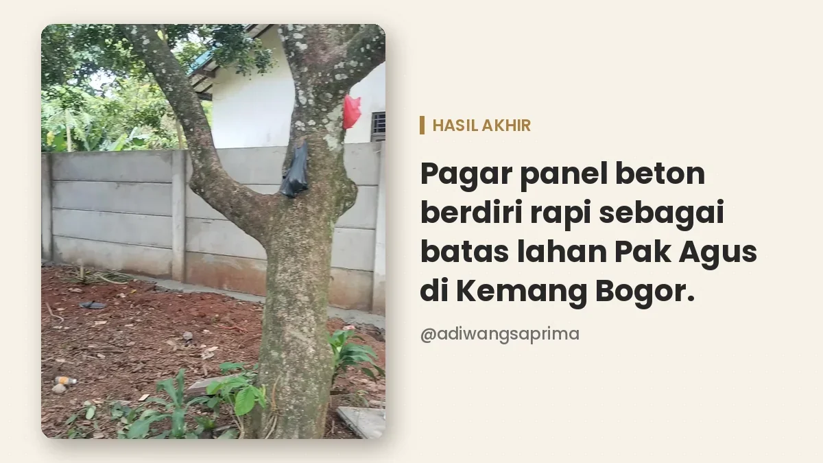 Hasil pagar panel beton setelah pemasangan selesai