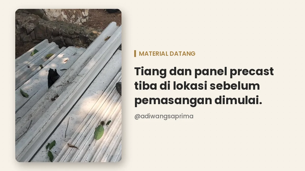 Tiang dan panel precast tiba di lokasi proyek Kemang Bogor