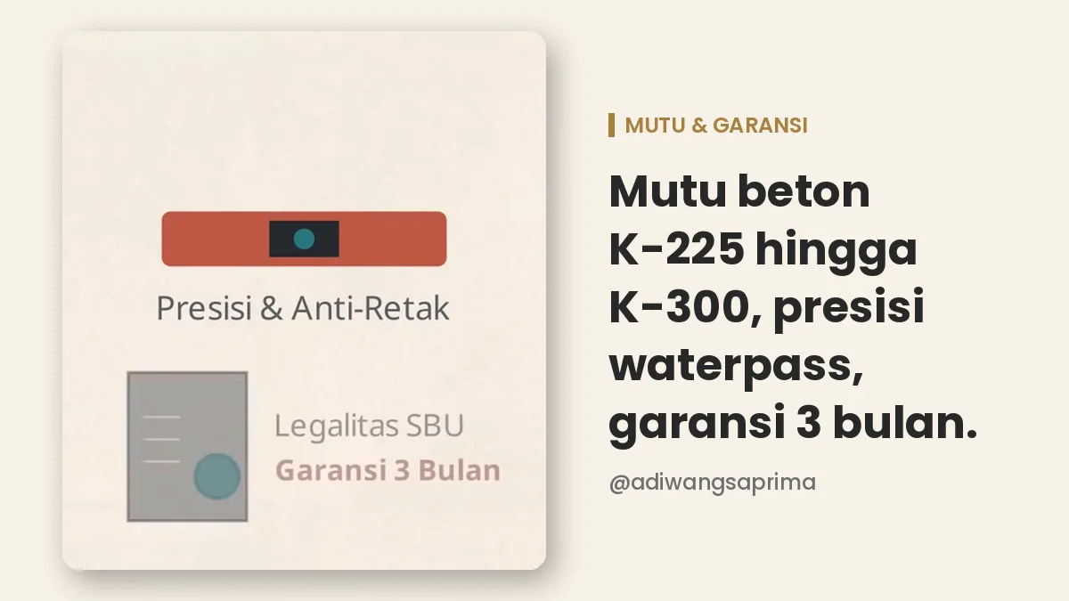 mutu beton pagar panel K-225 hingga K-300