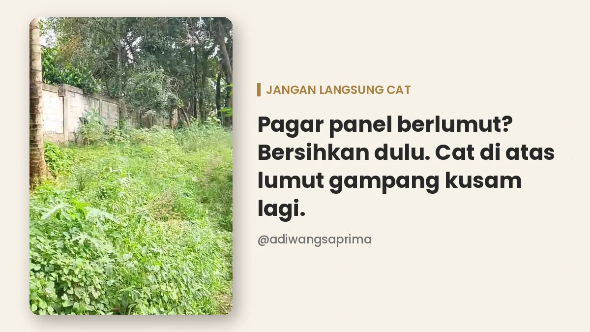 Pagar panel beton berlumut jangan langsung dicat, bersihkan dulu
