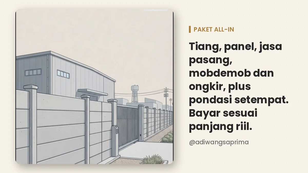 Isi paket all-in Adiwangsa sudah termasuk ongkir dan pondasi setempat