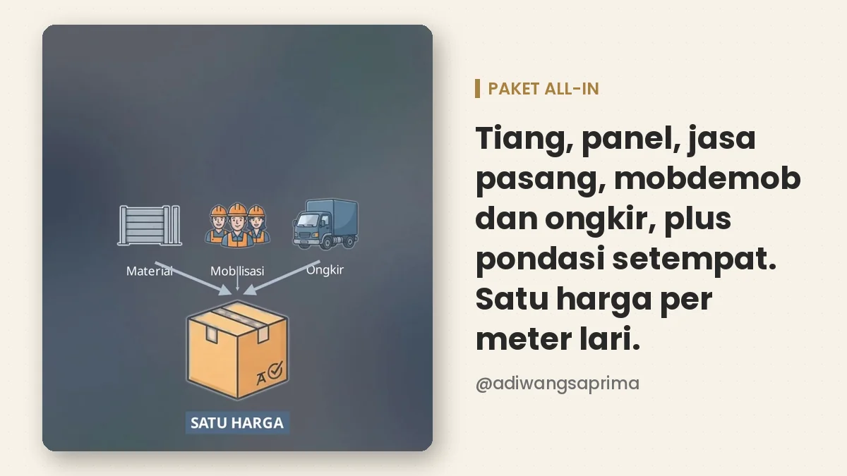 Isi paket all-in pagar panel beton termasuk ongkir