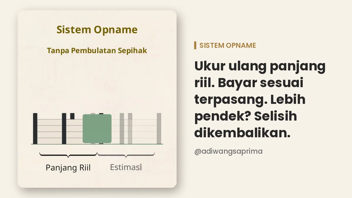 Sistem opname bayar sesuai panjang riil terpasang