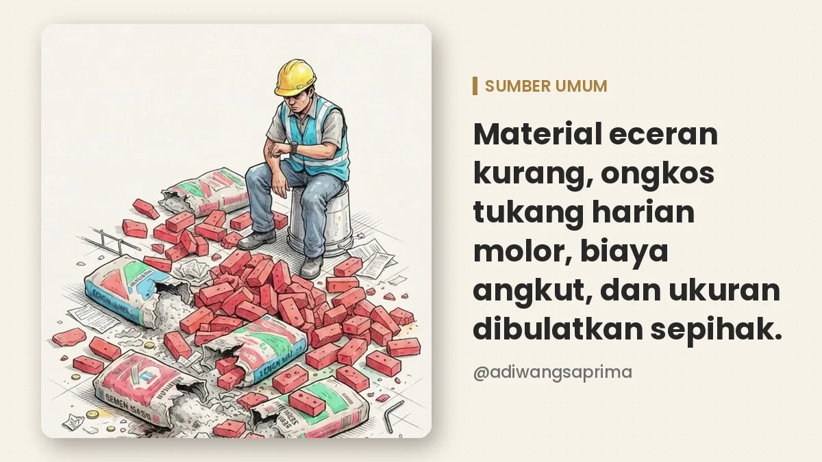 Sumber biaya siluman dari material eceran dan tukang harian