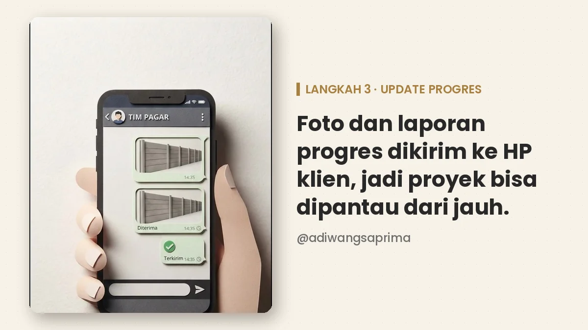 update progres pemasangan pagar dikirim ke HP klien